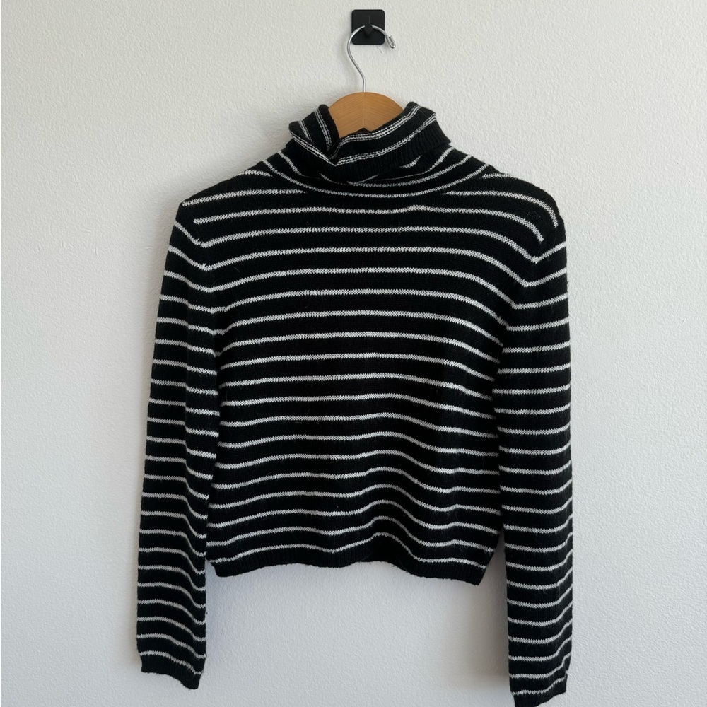 Mod Ref Striped Black Turtleneck Sweater - image 1